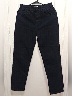 Fashion Nova Black Denim Jeans Size 7 High Rise Straight Leg